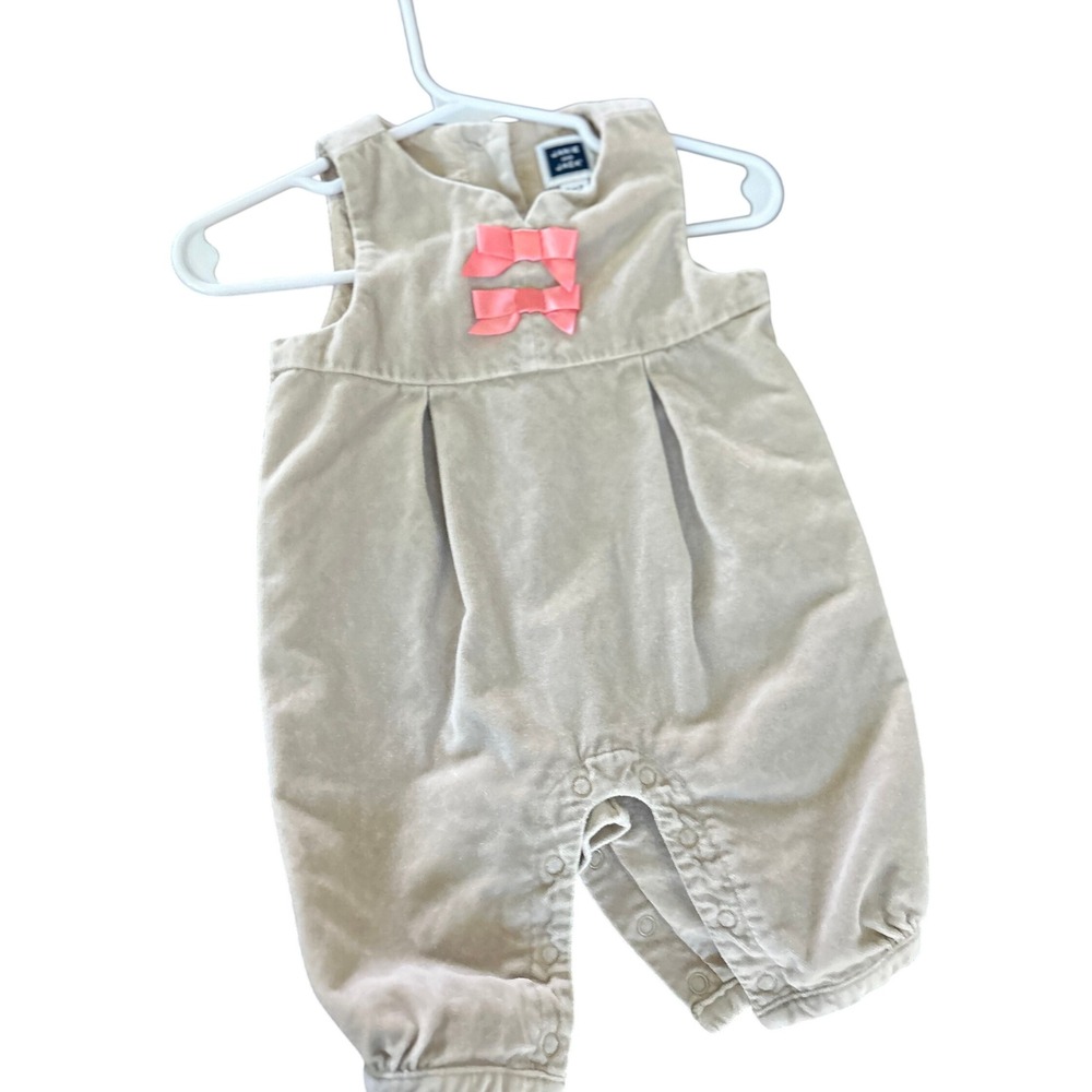 Janie And Jack Girl Tan Corduroy Bubble Romper Sleeveless Snap Leg